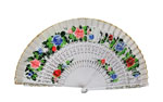 White Fan Decorated with Flowers and Painted by Both Faces 4.959€ #503281109